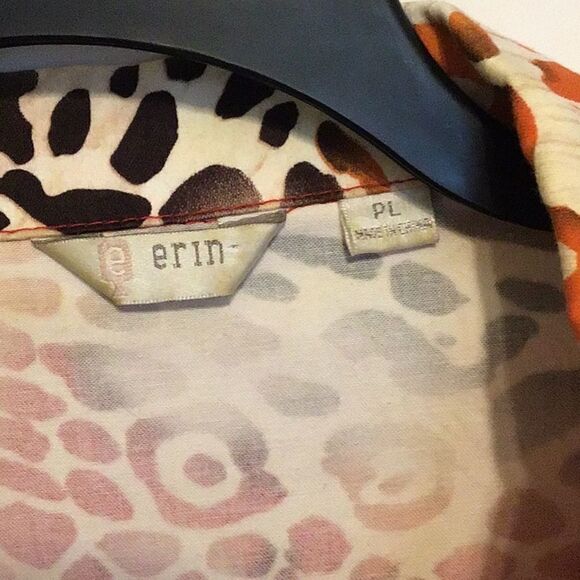 Erin by Erin Fetherson Women’s Multi Color Zipper Jacket Top Animal Large Petite - Picture 7 of 9